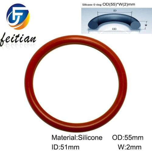 180piece/Size:55mm*51mm*2mm/Silicone o ring seal dichtung Red Gasket of motorcycle part/consumer product VMQ O-ring