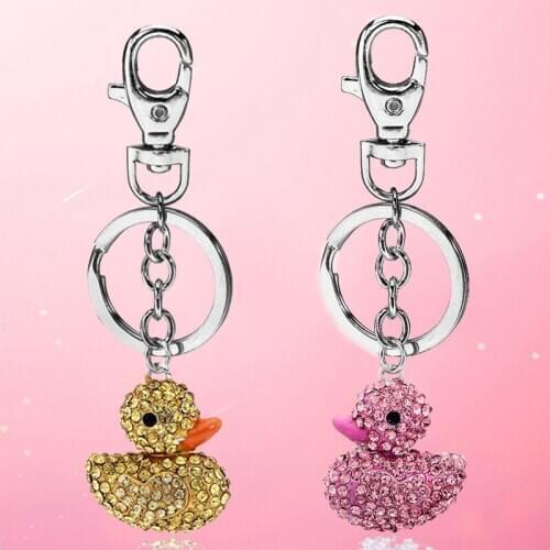 2020 Fashion New Family Small Gift Keyring Jewelry Little Yellow Duck Silver Colour Keychain For Friends Gifts