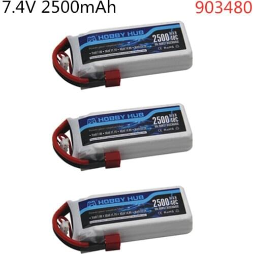 3PCS RC Lipo Battery 7.4v 2500mAh 40c for Wltoys 12428 12423 Car Parts For Syma X8C X8W X8G X8 RC Quadcopter 903480 Toys Battery