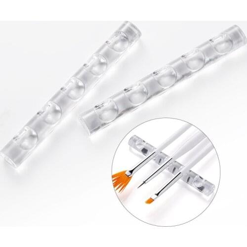 5 Grids Acrylic Clear Nail Brush Rack Shelf Painting Pen Rest Holder Stand UV Gel Brush Display Holder Nail Brush Set