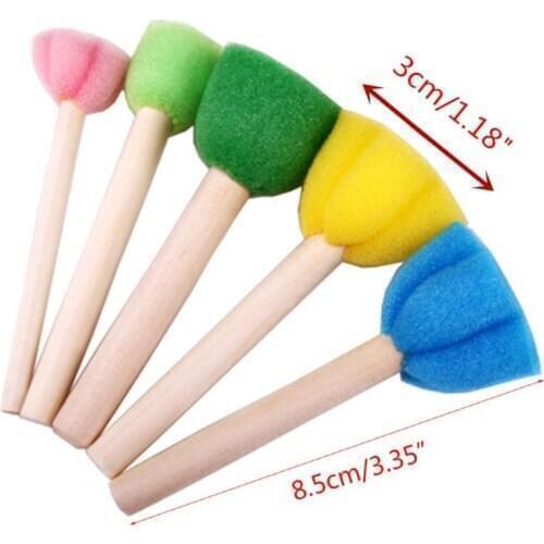 5Pcs Sponge Brushes Drawing Toys Children Art Flower Pattern DIY Painting Tools Q6PD