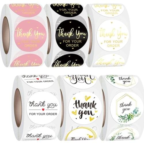 500pcs 1inch/2.5cm Thank You Sealing Stickers for Gifts Christmas Festival Package Decoration Scrapbooking Stickers Labels Tag