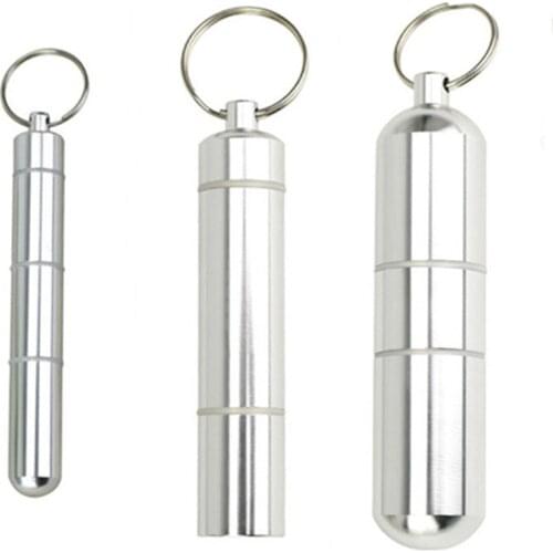 Aluminum Pill Box Case Capsule Shape Keychain Outdoor Waterproof Pocket Pill Holder Container Delicate Medicine Organizer Box