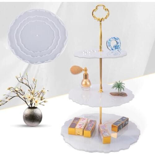 Irregular Round Fruit Disc Tray Resin Silicon Mold DIY Coaster Epoxy Mould Craft Three-Layer Fruit Dish Silicone Mold