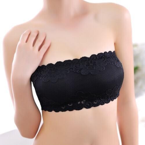 Womens Full Floral Lace Strapless Seamless Stretchy Bandeau Tube Bra Tops Bralette Lingerie Soutien Gorge Sosten Sutia