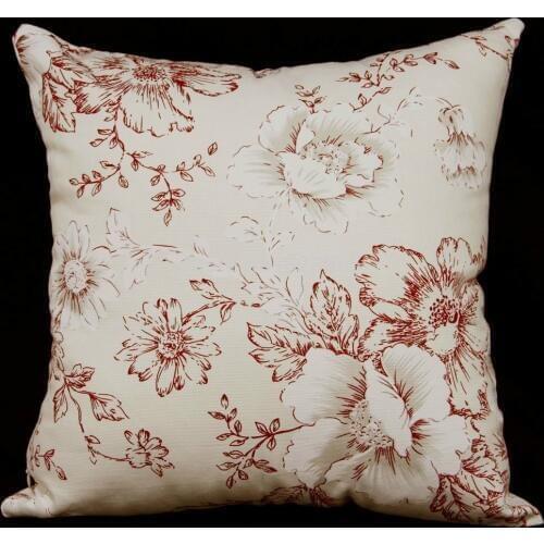 EA228 - 16 x 16"/40 x 40CM Red Printed on Ivory A Grade Cotton Canvas Pillow Case Cushion Cover