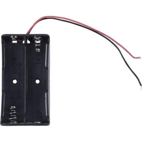 Black 2 x 3.7V 18650 Pointed Tip Batteries Battery Holder Case w Wire Leads