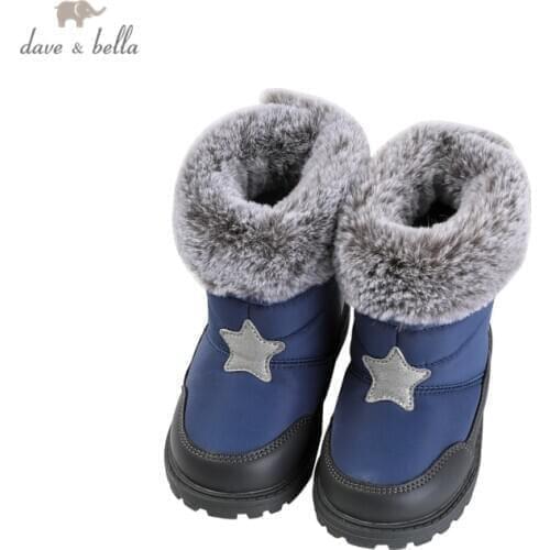 DB14733 Dave Bella winter boys fashion cartoon boots children leather shoes boy high quality boots leather bow shoes