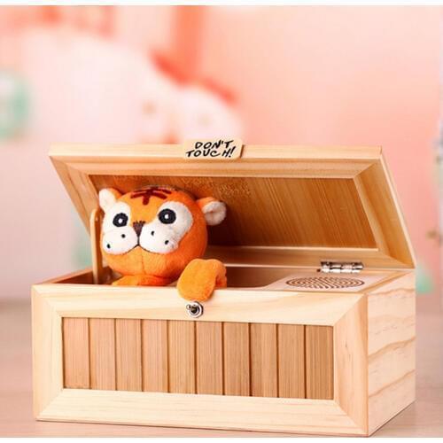 Wooden Electronic Useless Box Tiger Funny Toy Gift Decompression Toys Christmas Gifts Desk Decoration