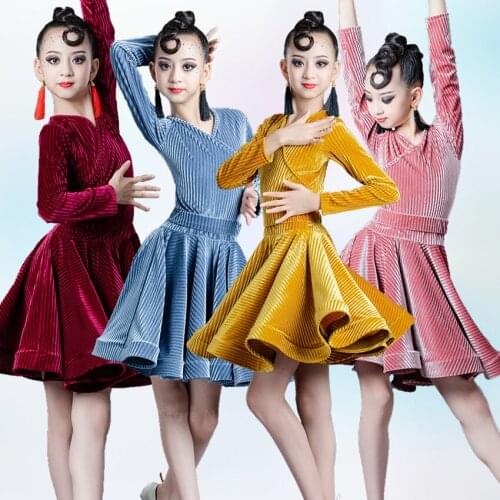 Children Latin Dance Dress Skirt Girl Women Fringe Costume Vestidos Elegantes Para Mujer Solid Color Competition Practice Suit