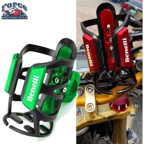 For Benelli TRK 502 502X 125 300 600 Leoncino 250 500 Motorcycle CNC Aluminum + POM Beverage Water Bottle Drink Cup Holder