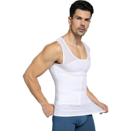 Breathable Mesh Men Vest Underwear Body Shaper Compression Tank Tops Adjustable Waist Trainer Corset Male Fitness Top