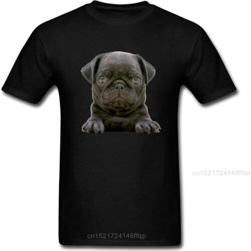 Already Hungry 2018 Cute Black Pug Puppy Print Men T-shirt 100% Cotton O Neck Animal Portrait Funny T Shirt Store
