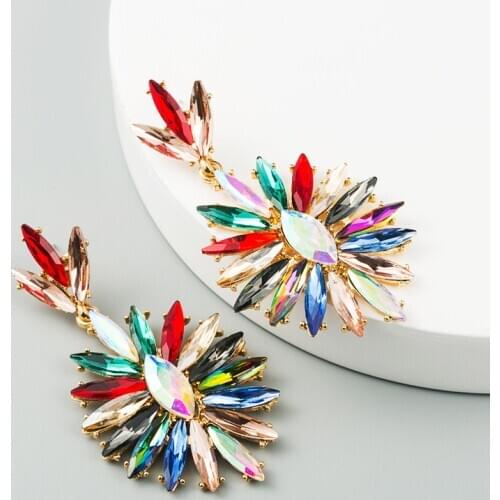 Geometric Colorful Statement Cool Crystal Earring For Women Bohemian Drop Earrings New Product Female Jewelry Fashion Trinkets