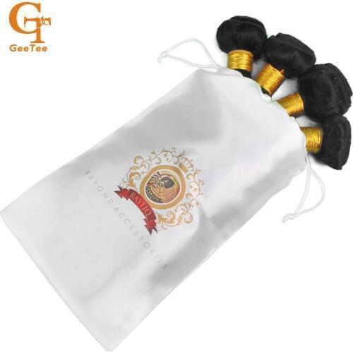 Custom Logo Human Virgin Hair bundle packing Satin Bag,customized women Hair Extension silk packaging Bag/bags with Drawstring