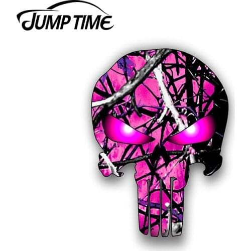 JumpTime 13cm X 9.52cm PUNISHER SKULL Pink Camouflage Punisher Decal The Whole Body Accessories Stickers Car Window Bumper Vinyl