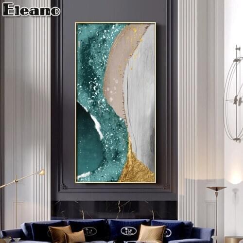 Canvas Painting Abstract Art Green Gold Graffiti Aesthetic Light Luxury Room Decor Picture Custom Print Nordic Wall Art