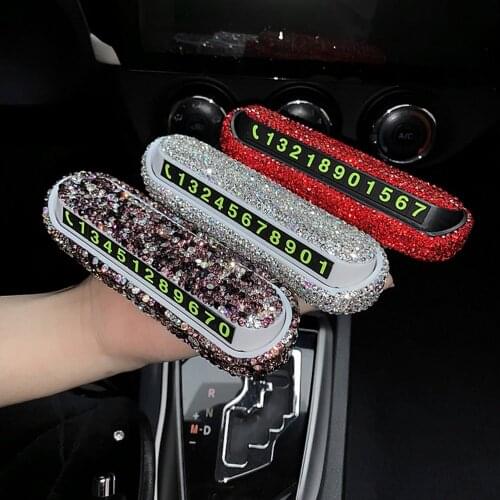 Car Diamond Temporary Parking Card Personality Creative Cute Moving Car Moving Car Parking Card Parking Number Phone Number Card