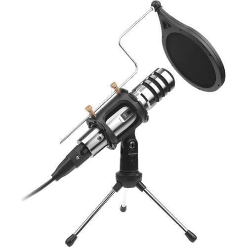 Condenser Microphone,3.5Mm Studio Recording Broadcast Computer Microphone with Tripod Stand for Karaoke,Gaming,Podcast,Video Con