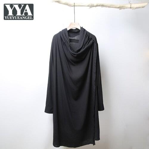 Summer Thin Section Casual Mens Long Jacket Design Cotton Linen Loose Gothic Outerwear Single Button Long Sleeve Korean Style