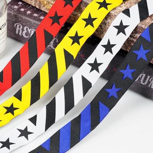 50 Yards Clothing Accessories 2.5cm Woven Label Webbing Five-pointed Star Jacquard Webbing Polyester Webbing