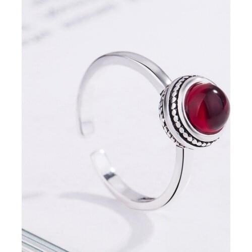 Summer Vintage Red Ball Rings For Women Boho Geometric Female Finger Rings Party Bohemian Jewelry Korean Gift