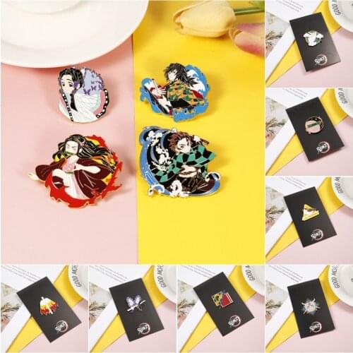 Demon Slayer Kimetsu No Yaiba Cosplay Cartoon Costume Metal Badge Pin Alloy Brooch Props