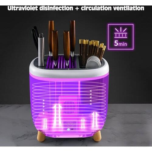 Multifunction Kitchen Knife Holder Inserted Storage Holder UV Disinfection Utensil Organizer Drying Rack Kitchen Accessories