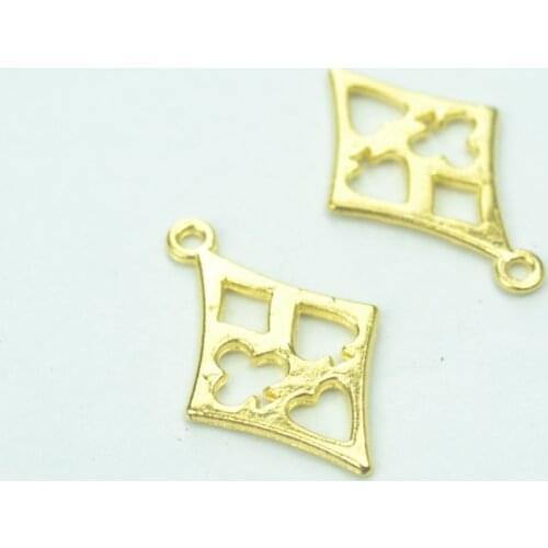 25pcs/lot Fashion gold color Alloy rhombus Charms Fit Pendants & Necklace Jewelry Findings DIY Handcraft 27*18mm J148