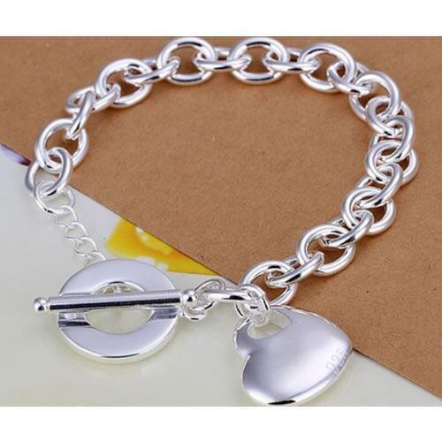 H275 silver fashion jewelry 925 jewelry silver plated bracelet Heart in Heart TO bracelet /PHNVFZEI GXEOLLWA