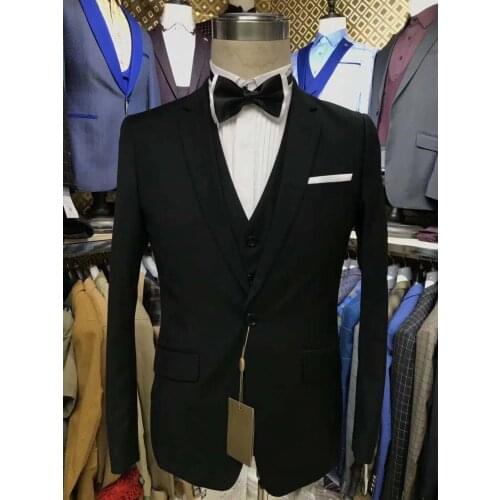2021 Tailor made Black Wedding Suit for men slim fit 3 piece customized business formal Party suits man Prom Tuxedo Blazer pants