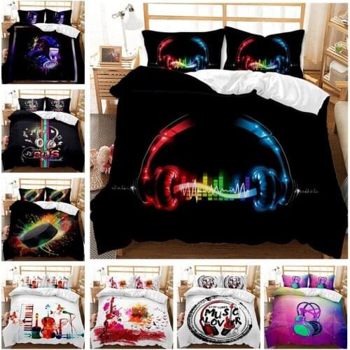 Duvet Cover Set Creative Music Element Design 3D Print Personalized Quilt Cover 100% Polyester Fiber is Soft and Comfortable