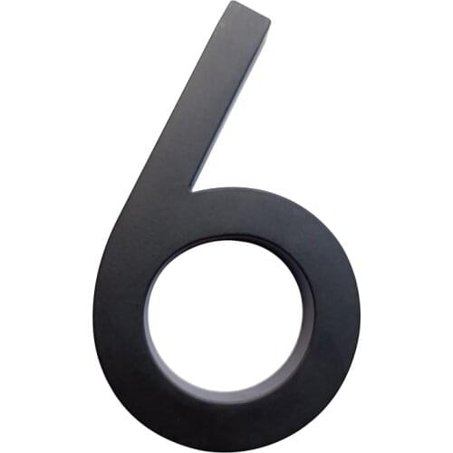 12cm Heavy Modern House Number Door Home Address Numbers for House Number Digital Door Outdoor Sign Plates 5 Inch. #6 Black