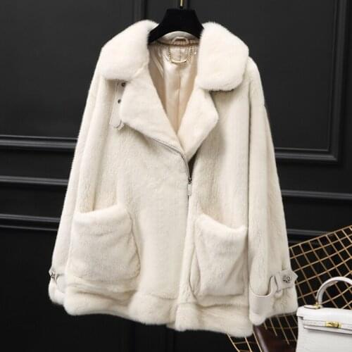 Real natural Mink fur coat overall jacket short 2019 womens clothing outerwear jacket coats winter new suit collar locomotive