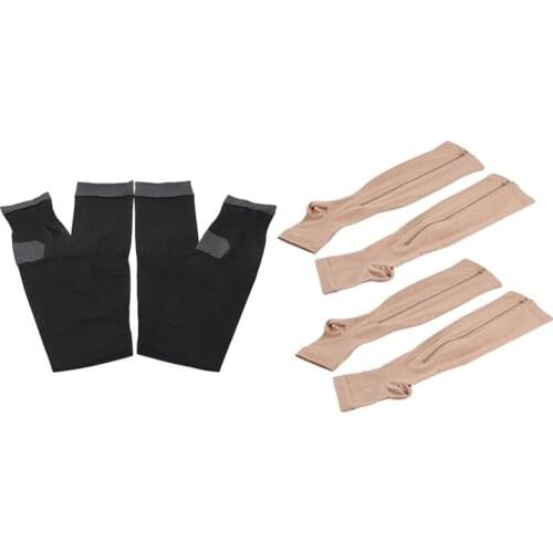 3 Pair Socks: 1 Pcs Compression Anti Varicose Fat Burning Stovepipe Socks & 2 Pair Knee Socks with Zipper 15-20 mmhg