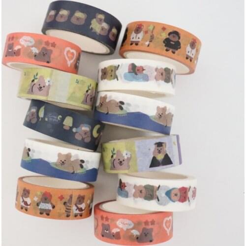 Cartoon Bear And Paper Tape DIY Hand Account Decoration Sticker Tape Sealing Sticker Student Supplies Sticker Material Sticker