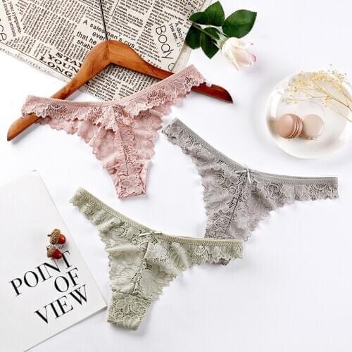 New arrival sexy women underwear panties hollow out breathable low waist sexy lace thong cotton crotch ladies briefs T-back