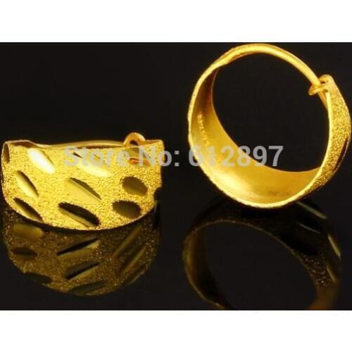 Solid 999 24k Yellow Gold Earrings /Women Twinning Wisp Hoop Earrings / 3.99g