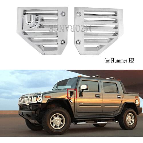 2 pcs Chrome Trim for Hummer H2 2003 2004 2005 2006 2007 2008 2009 Side Vent Covers Chrome Hood Bezel Moulding Trim