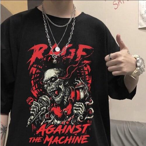 Casual Men T Shirt Aggretsuko Aggressive Retsuko Karaoke Rage Mood Short Sleeve Pure Cotton tshirt Japanese Anime Manga Tee Tops