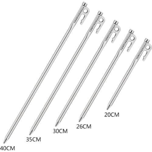 1pcs Camping Tent Pegs Heavy Duty Stainless Steel Stake Tent Nails with Hook for Outdoor Travel Camping Accessories