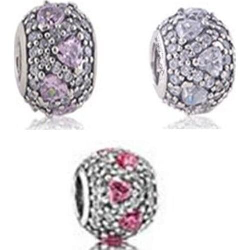 DIY Beads Sparking Heart CZ Charm Fits Original Silver Bracelets For Woman Sterling Silver Jewelry Beads For Jewelry Making