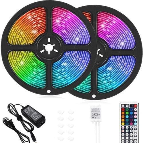 LEDACE LED Strip Light RGB Flexible Ribbon fita led light strip RGB 5M 10M 15M Tape Diode DC 12V+ Remote Control +Adapter
