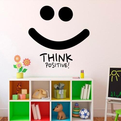 Think Positive Smile Wall Decal Motivation Quotes Inspiration Wall Sticker Home Decor Bedroom Removable Office Art Decals E457