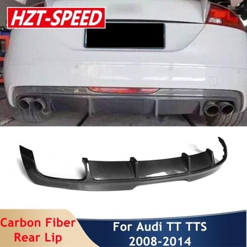 TT TTS Type Carbon Fiber Rear Lip Back Bumper Spoiler Car Body Kit Four Exhaust Diffuser Protector For Audi TT TTS 2008-2014