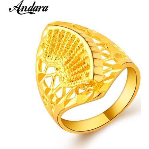 High Quality Brand Design Women Wedding Rings Yellow Filled Gold Women Jewelry Fashion Party Gift Anillos JR084