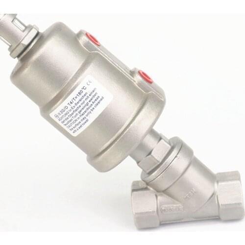 1/2" 3/4" 1" BSPT Female 304 Stainless Actuated Pneumatic Angle Seat Steam Valve With New-Type Stainless Head PTFE Seal