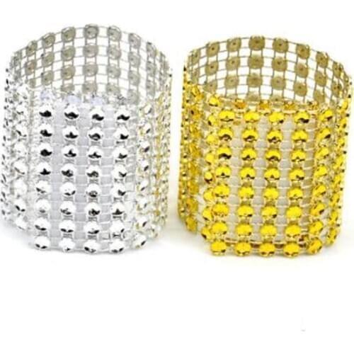 1Pcs Gold Silver Napkin Ring Chairs Buckles Wedding Event Decoration Crafts Rhinestone Bows Holder Handmade Party Supplies