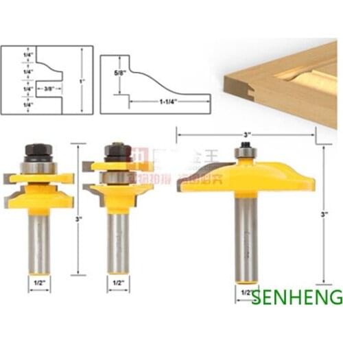 3pieces/set 1/2*3 Tenon door cabinet west milling machine woodworking cutter tools cnc router bits
