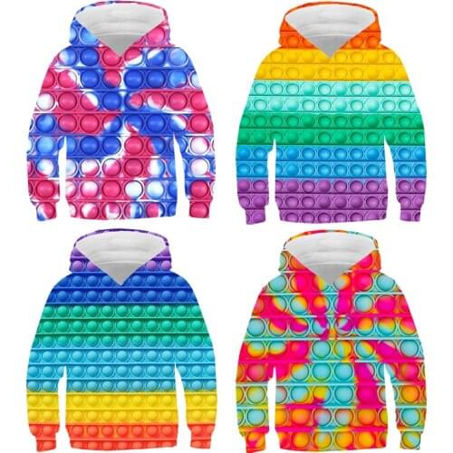 3D Funny Clothes Anime POP It Hoodie Men Oversize Sweatshirt Family Games Unisex Pullover Kids Streetwear Pop Fidget Children